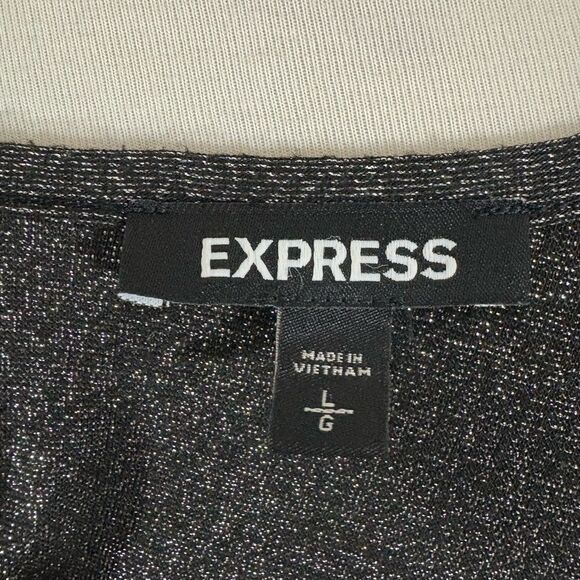 Express Black Sparkly Short Sleeve Tee - Picture 6 of 7